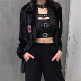 Schwarzes Trägertop Langarmshirt